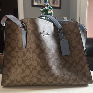 Coach Signature Brown and Gray Shoulder Bag
